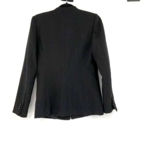 Zara Basic Black Hook & Eye Collarless Blazer Jacket Small - Picture 4 of 11